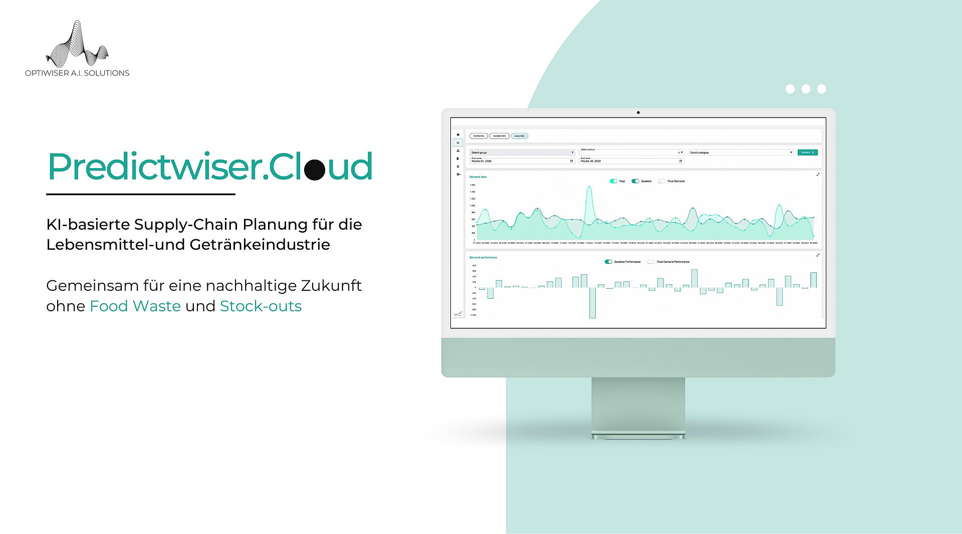 Ein Bildschirm zeigt die Benutzeroberfläche der Software Predictwiser