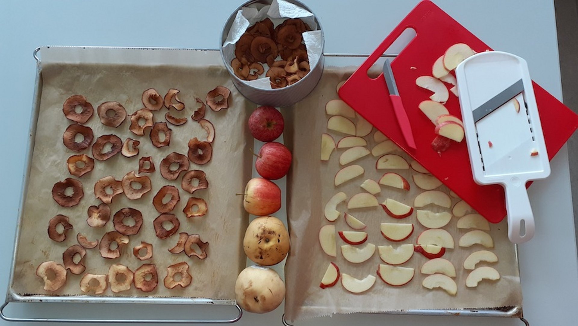 Chips aus getrockneten Äpfeln