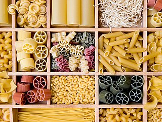 Verschiedene Nudelsorten. 
